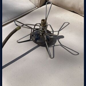 Portable Camping Stove Burner with Foldable Pot Supports - Silver/Bronze